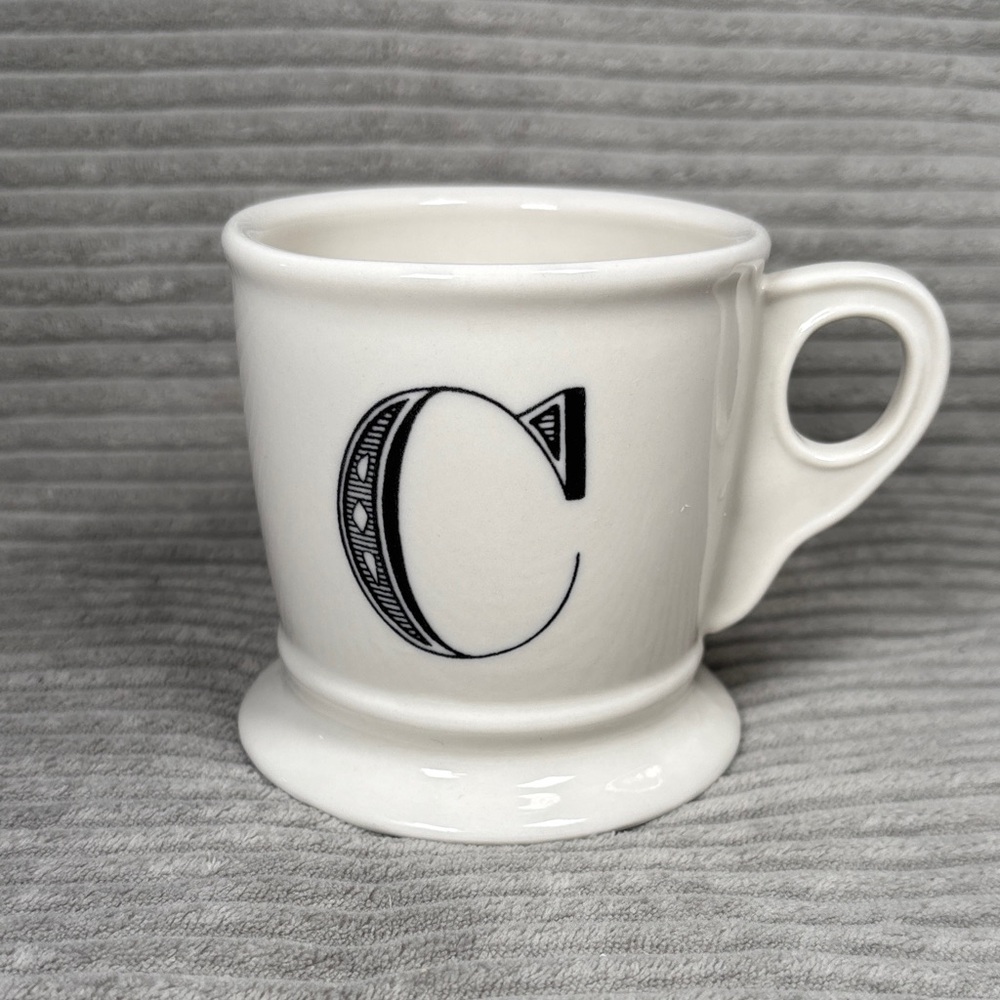 Anthropology Monogram C White Classic Pedestal Mug